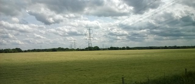 Fields and pylons near Thorpe-in-Balne © Christopher Hilton cc-by-sa/2. ...