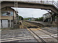 Level crossing, footbridge and railway station, Ferryside