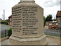 Egmere War Memorial names at Little Walsingham