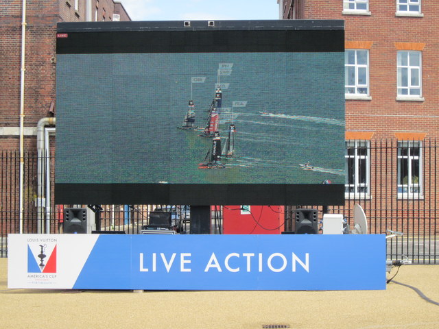 Royal Naval Dockyard Portsmouth Live Big Screen America's Cup Action