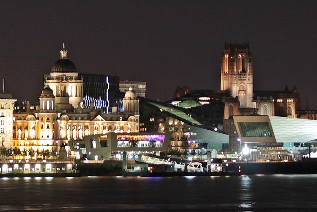 Liverpool Pier Head at night