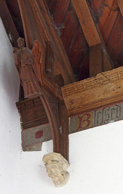 St Mary Magdalene, Thornham Magna - Roof angel