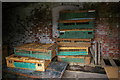 Pigeon baskets in store at Eaglescliffe station