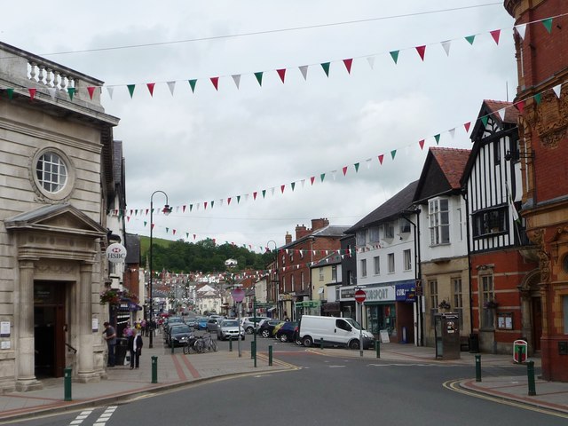 Bunting in Broad Street, Newtown, Powys © Christine Johnstone cc-by-sa ...