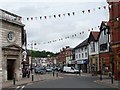 Bunting in Broad Street, Newtown, Powys