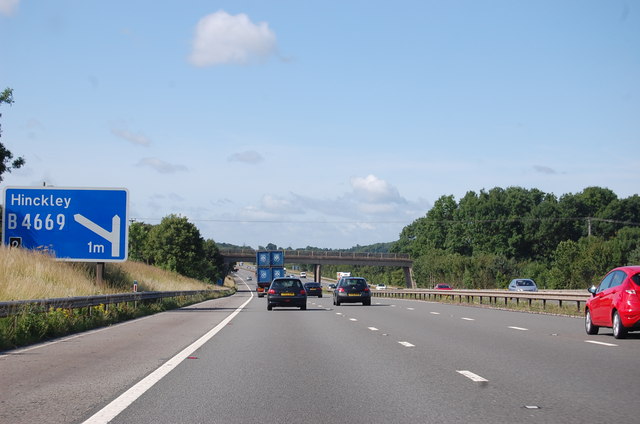 M69, 1 mile to B4669 junction © J.Hannan-Briggs cc-by-sa/2.0 ...