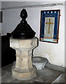 SE0989 : Restoration font, Holy Trinity Church, Wensley by Bill Harrison