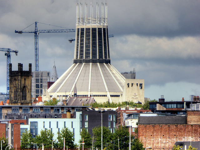 Liverpool Metropolitan Cathedral as seen from the Mersey