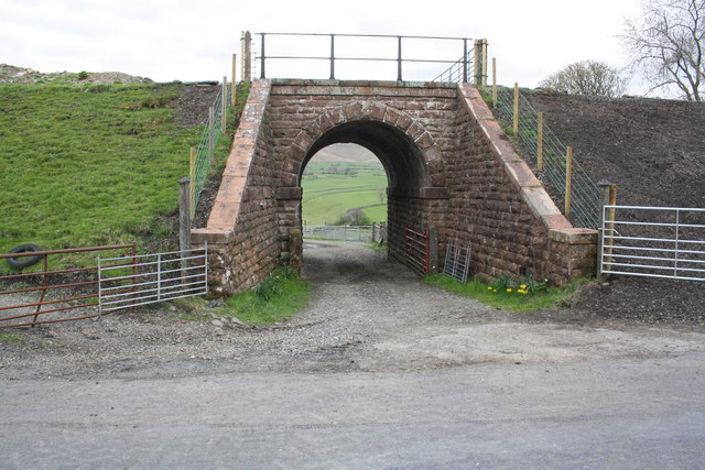 Bridge taking lifted railway over access road to Davy Bank