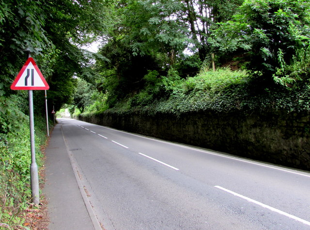 Road narrows warning sign, Narberth