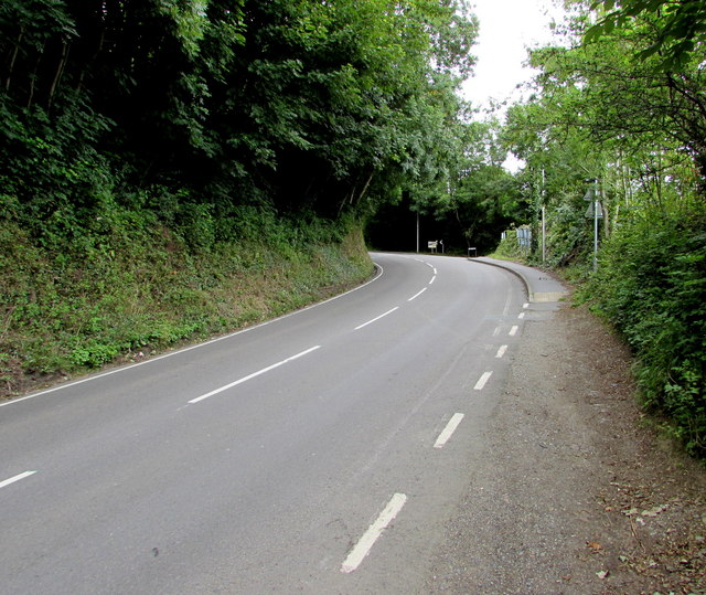 A478 ascends into Narberth