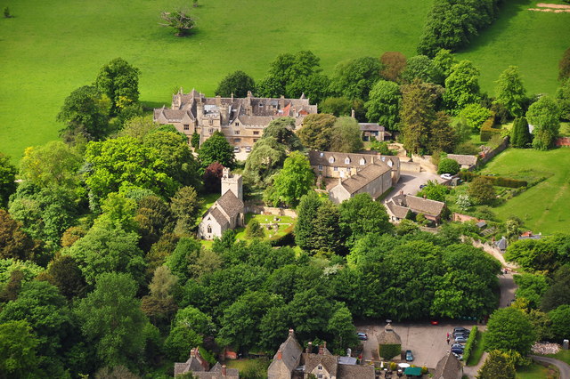 Aerial View of Wytham Abbey and All Saints Church, Oxfordshire