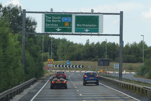 The A43 at junction 15a of the M1
