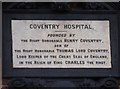 Plaque for Coventry Hospital, The Holloway, Droitwich