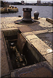 SJ3289 : Hydraulic capstan at the entrance to Wallasey Dock by Chris Allen
