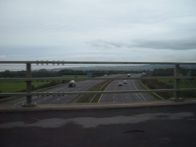 The M5 (Northbound) viewed from the A38 in Somerset