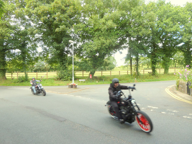Bikers at junction of Long Lane and Back Lane, Limbrick