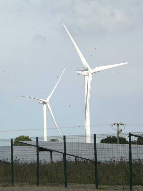 Wind Turbines & Solar Panels at Upper Holton Wind & Solar Farm