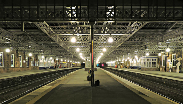 Paisley Gilmour Street railway station at night