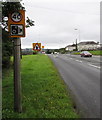 Speed limit and speed camera sign, Llangennech