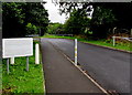 Barrier notice alongside the access road to Llangennech Community Centre and Library