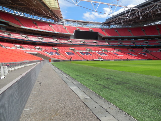 Pitch side view - Wembley Stadium \u00a9 Paul Gillett cc-by-sa\/2.0 ...