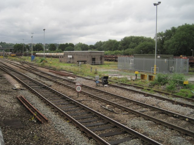 View from a Bristol-Cardiff train - Alexandra Dock Junction freight yard, Newport