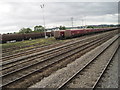 ST3287 : View from a Bristol-Cardiff train - East Usk freight yard by Nigel Thompson