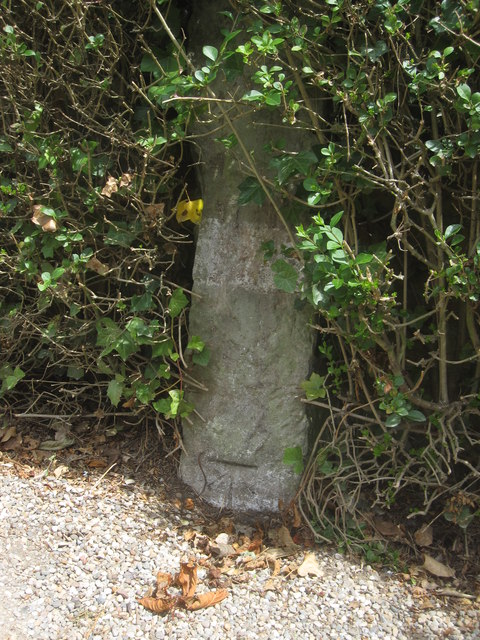 Gatepost and a bench mark in Hay Lane, Scalby