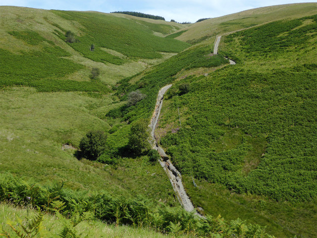 Drovers' road climbing from Cwm Doethie, Ceredigion