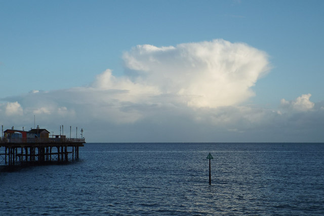 Anvil cloud developing over the sea, viewed from the seafront, Teignmouth