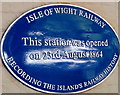 Blue plaque on Shanklin railway station