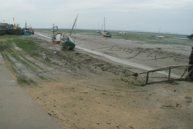 View of boats moored up at Leigh-on-Sea from the coastal path #3