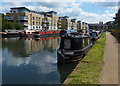 Narrowboats moored at the Brentford Canal Basin