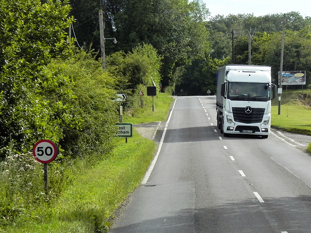 Mercedes Actros on the A1065 near to South Raynham