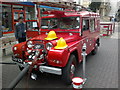 View of an Austin Gypsy fire engine in Ilford Town Centre