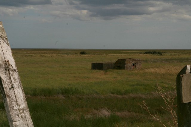 Old military building, seen from the sea bank south of Donna Nook