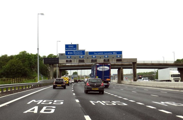 The M6 - M55 Junction 32 heading north © Steve Daniels :: Geograph ...