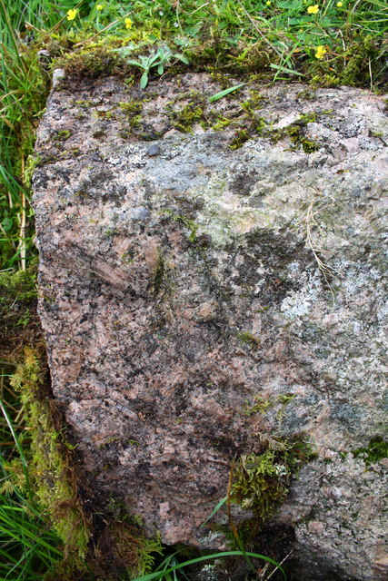 Benchmark on rock beside road NE of Midwath Stead