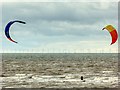 SJ2893 : Kitesurfing in Liverpool Bay by David Dixon