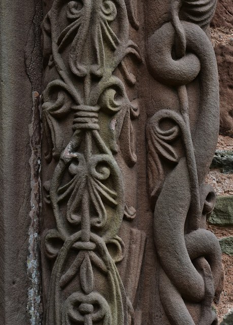 Kilpeck: The church of St. Mary and St. David: Detail from the right column of the south doorway