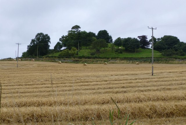 Field of stubble with bales of straw