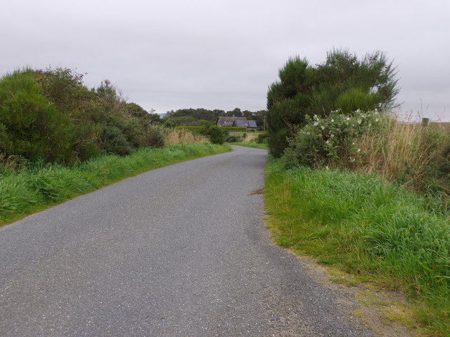View north up the minor road at Drum Stone