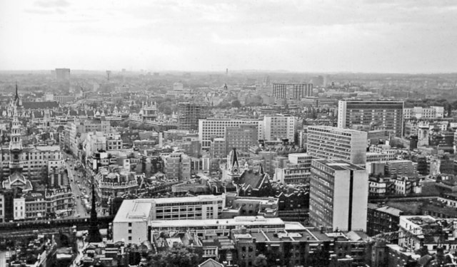 City of London, 1962: panorama WNW from Golden Gallery, St Pauls Cathedral