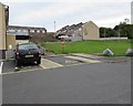 Yellow corner of the Bryn Welon Close parking area, Blaenavon