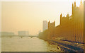 TQ3079 : London (Westminster), 1988: misty evening upstream from Westminster Bridge by Ben Brooksbank