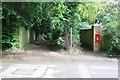 Pillar box at road-track junction