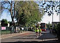 Colwick: cyclists and a 44 bus in Vale Road