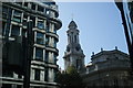 View of the Royal Exchange clock tower from Threadneedle Street