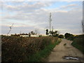 Wood Lane and mast at Stump Cross